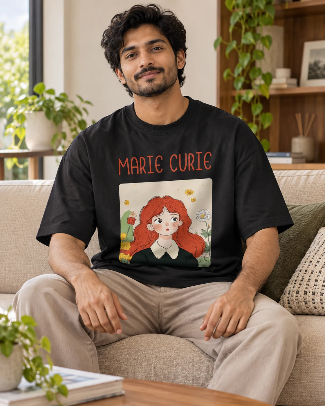 Marie Curie Oversized French Terry T-Shirt #GeniusDoodles