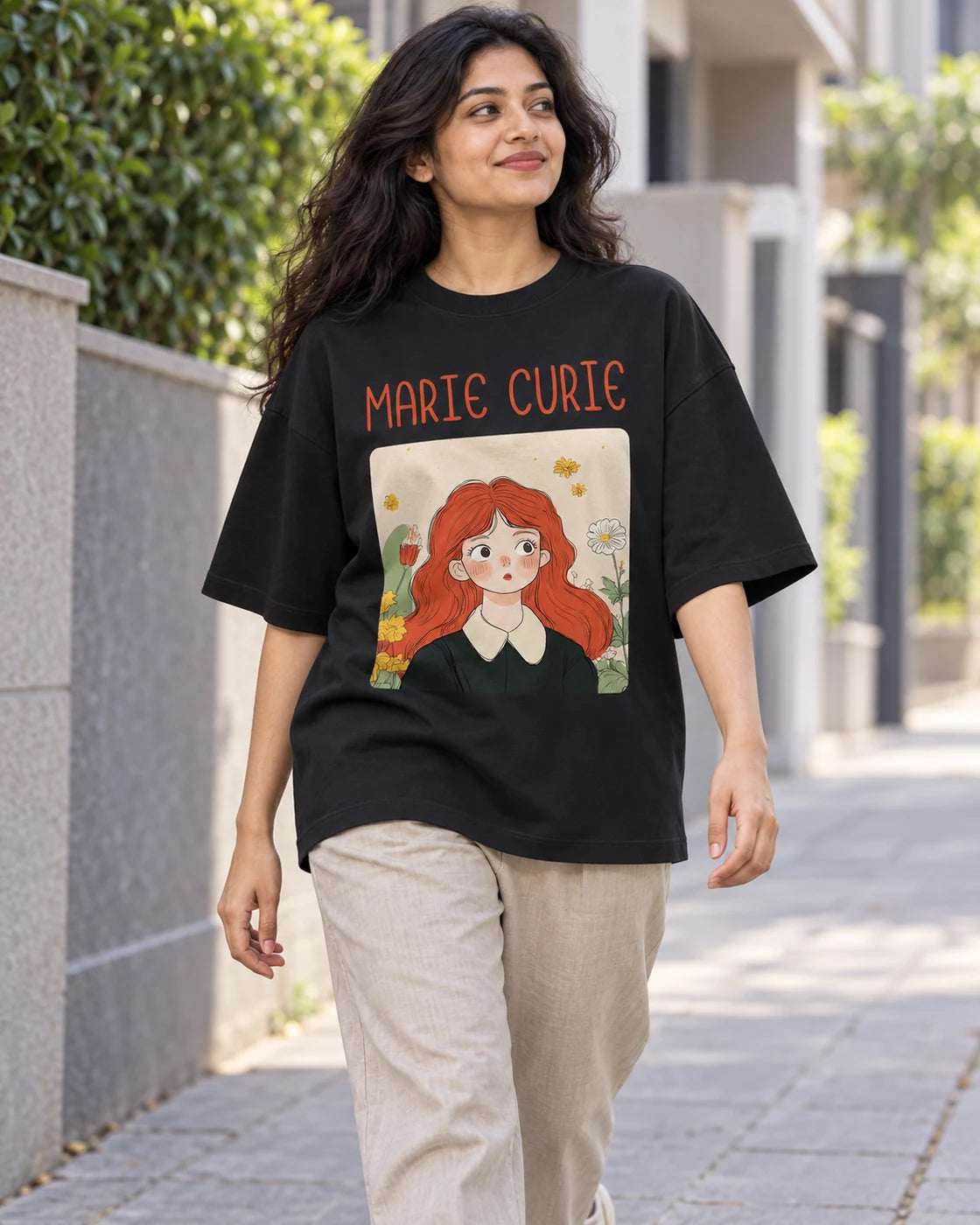 Marie Curie Oversized French Terry T-Shirt #GeniusDoodles