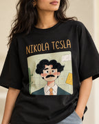 Nikola Tesla Oversized French Terry T-Shirt #GeniusDoodles