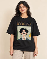 Nikola Tesla Oversized French Terry T-Shirt #GeniusDoodles