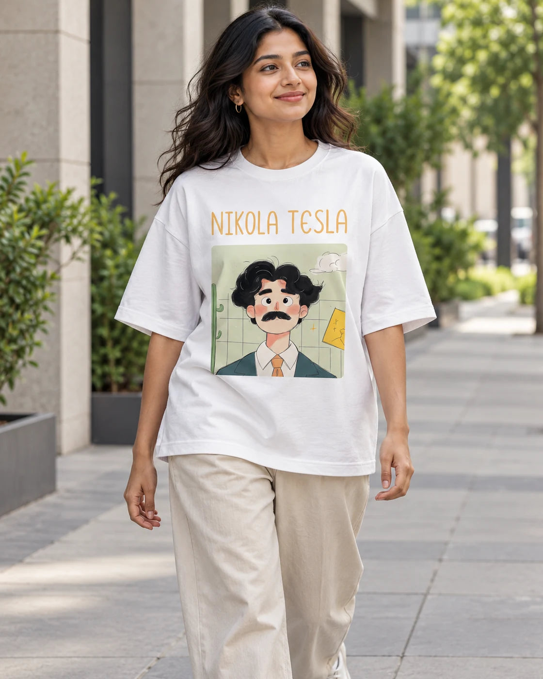 Nikola Tesla Oversized French Terry T-Shirt #GeniusDoodles
