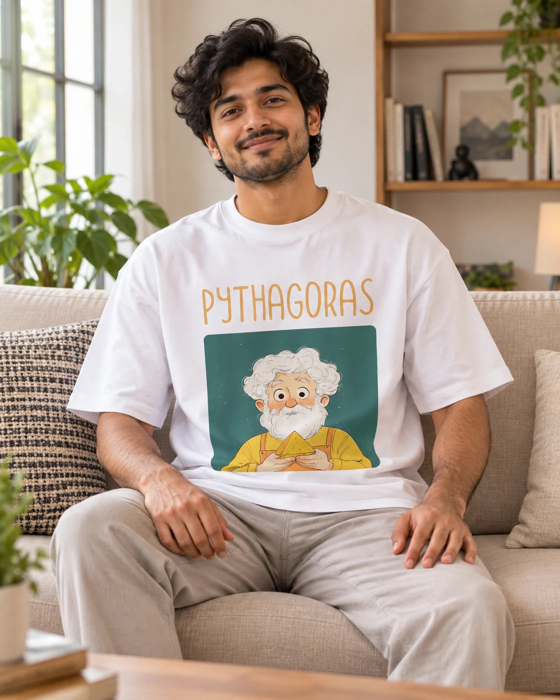 Pythagoras Oversized French Terry T-Shirt #GeniusDoodles