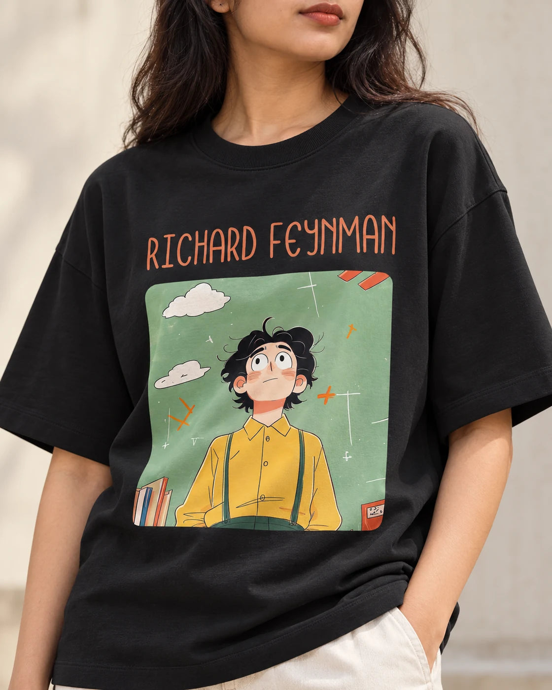 Richard Feynman Oversized French Terry T-Shirt #GeniusDoodles