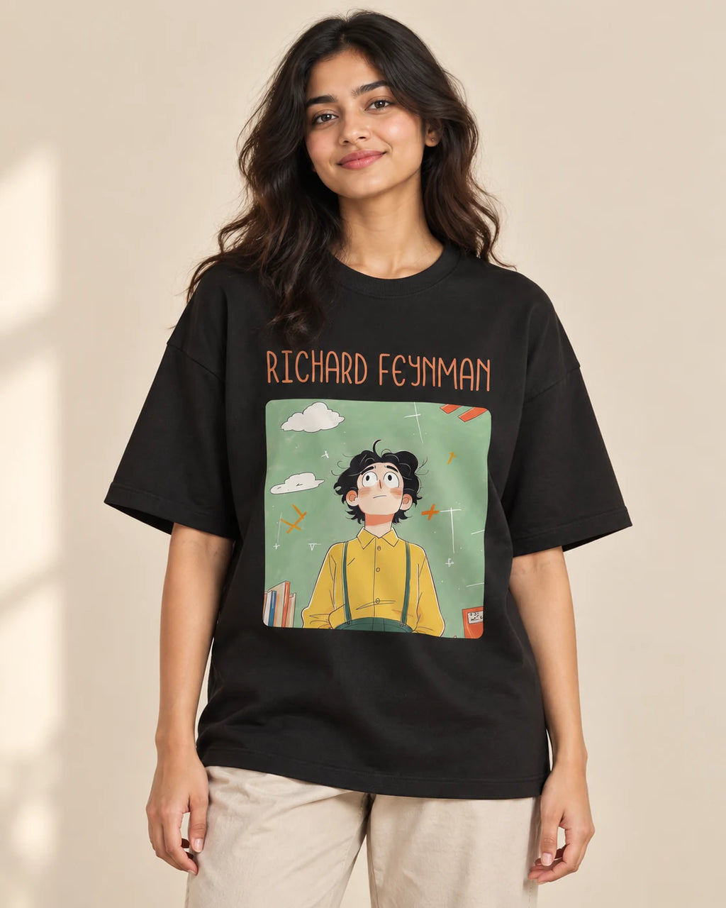 Richard Feynman Oversized French Terry T-Shirt #GeniusDoodles