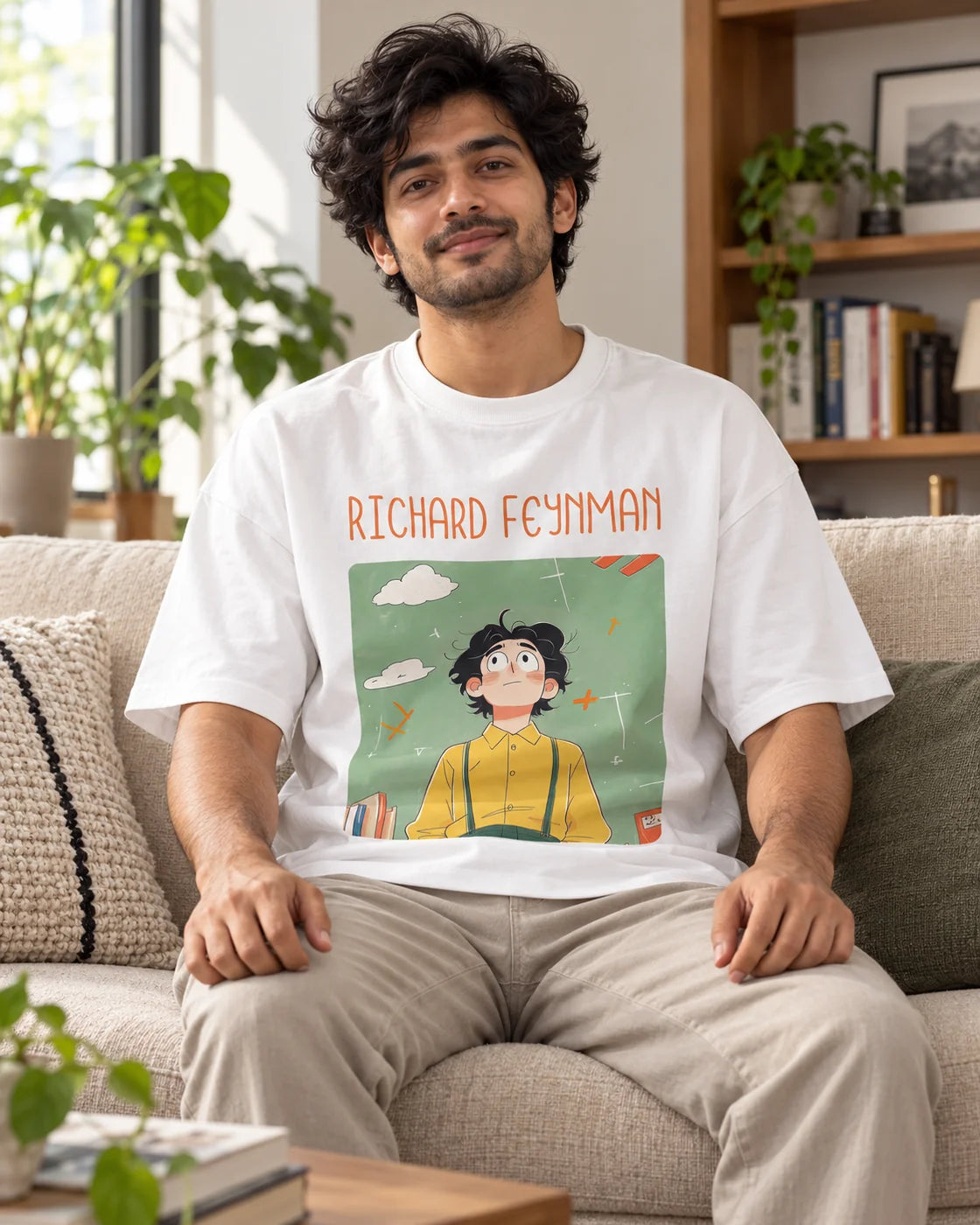 Richard Feynman Oversized French Terry T-Shirt #GeniusDoodles