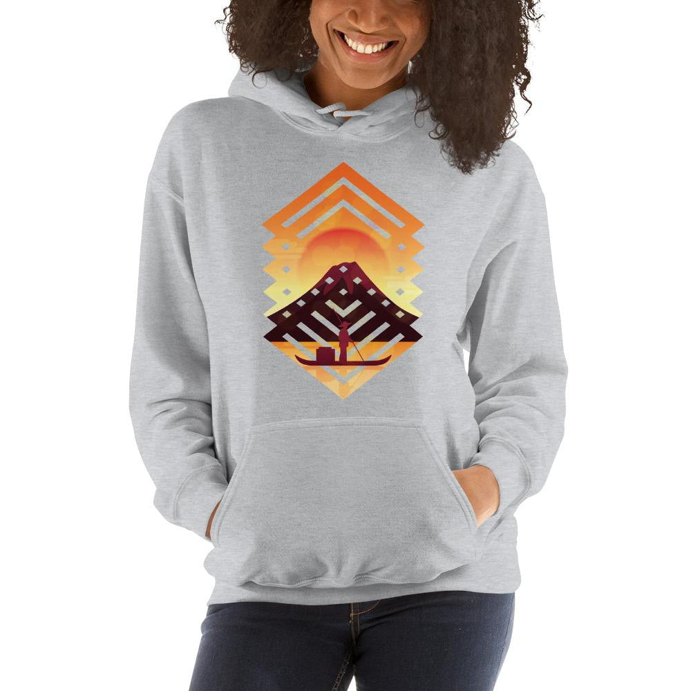 Geometric Sunset Unisex Hooded Sweatshirt — detail view 2