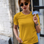 Women's Plain Half Sleeve T-Shirt — Golden Yellow