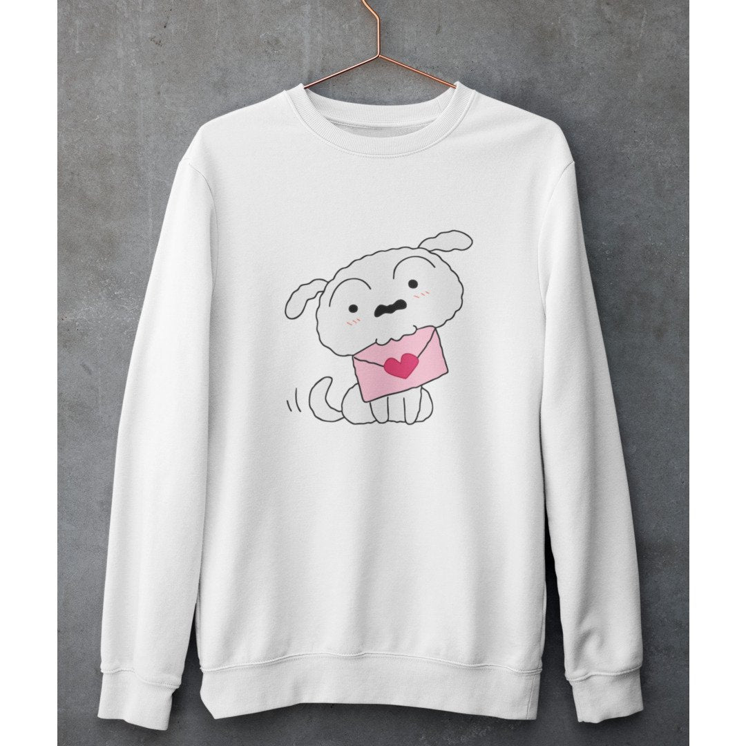 Shiro With Letter Unisex Sweatshirt — White
