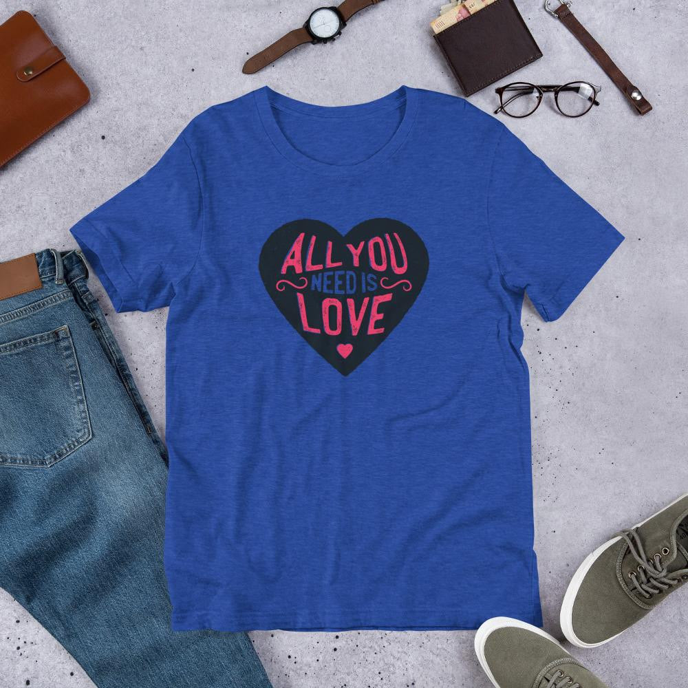 All You Need Is Love Half Sleeve T-Shirt — Blue