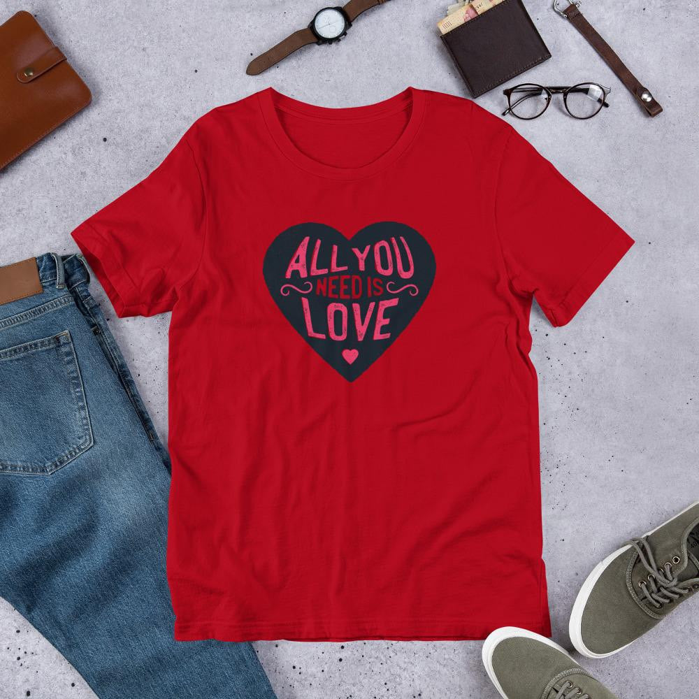 All You Need Is Love Half Sleeve T-Shirt — Red