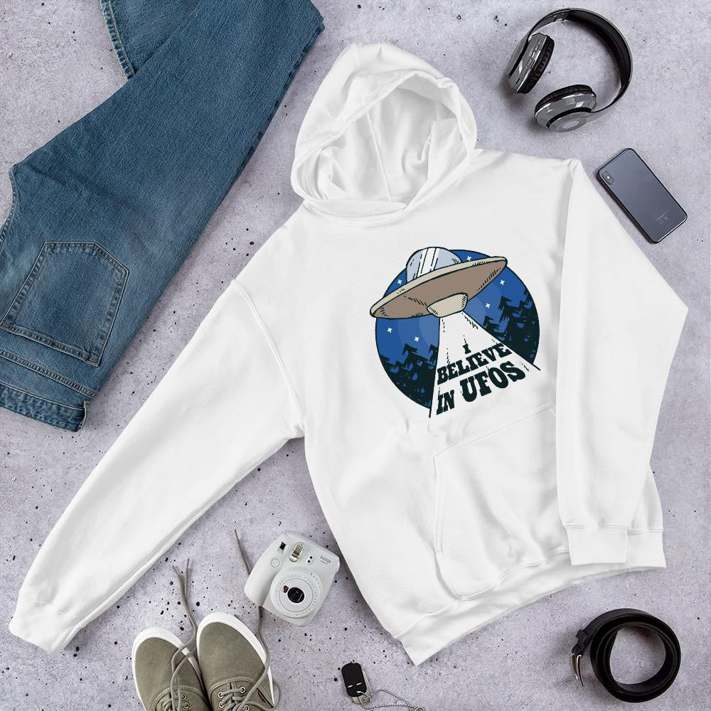 Alien spaceship Unisex Hooded Sweatshirt — White