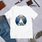 Alien Spaceship Half Sleeve T-Shirt — White