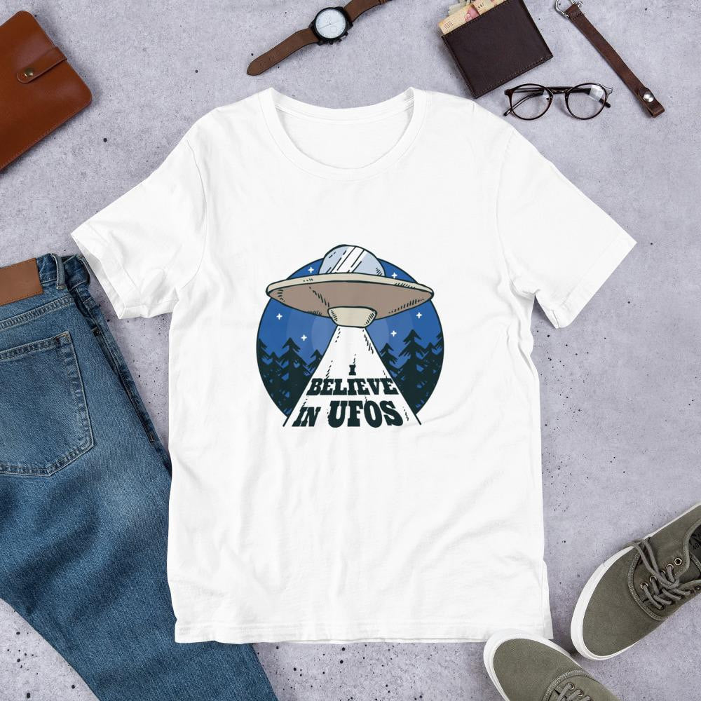 Alien Spaceship Half Sleeve T-Shirt — White
