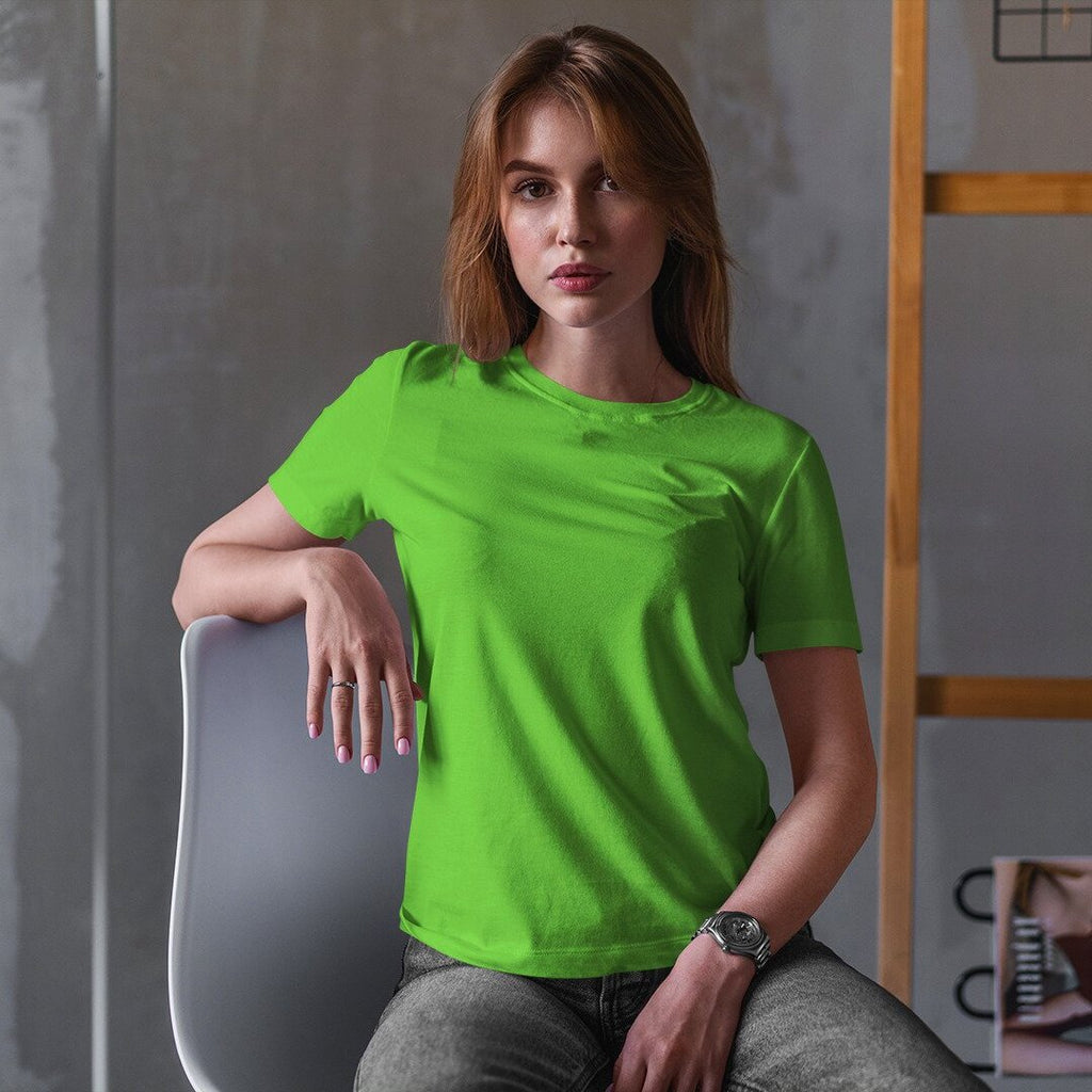 Women's Plain Half Sleeve T-Shirt — Liril Green