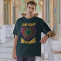 Cotton oversized t-shirt with Love, Peace & Harmony print