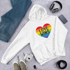 Love Wins Unisex Hooded Sweatshirt — White