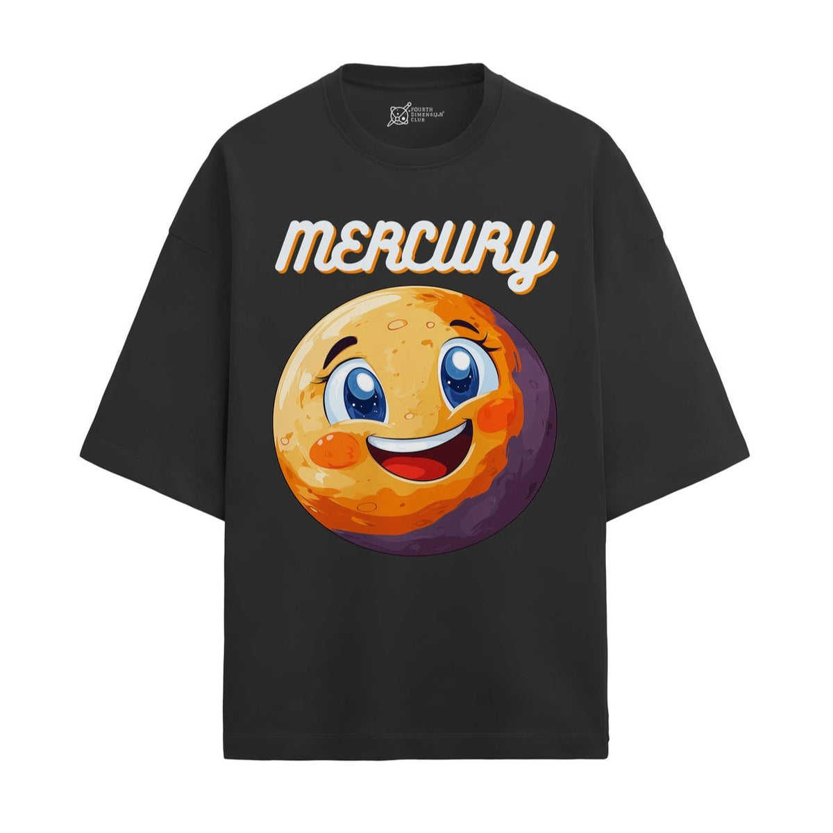 French terry oversized t-shirt with Mercury print