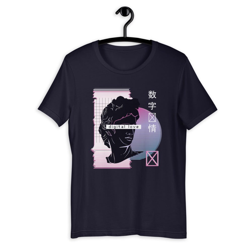 Vaporwave Digital Love Half-Sleeve Unisex T-Shirt — Navy