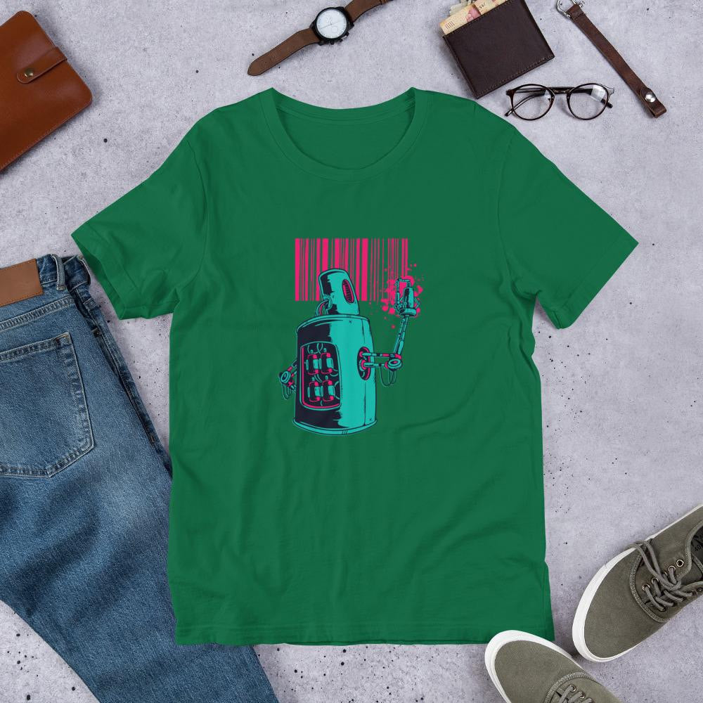 Robot Graffiti Half Sleeve T-Shirt — Kelly