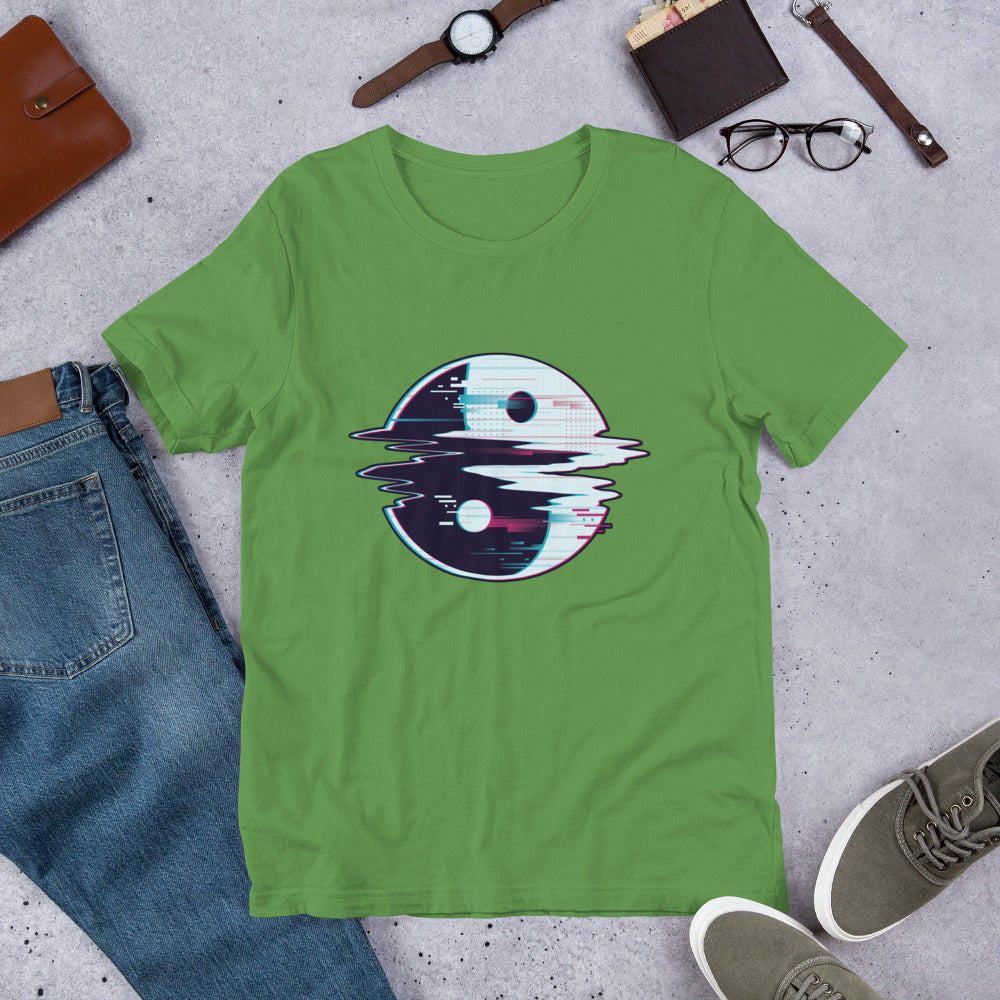 Yin Yang Glitch Half-Sleeve T-Shirt — Leaf