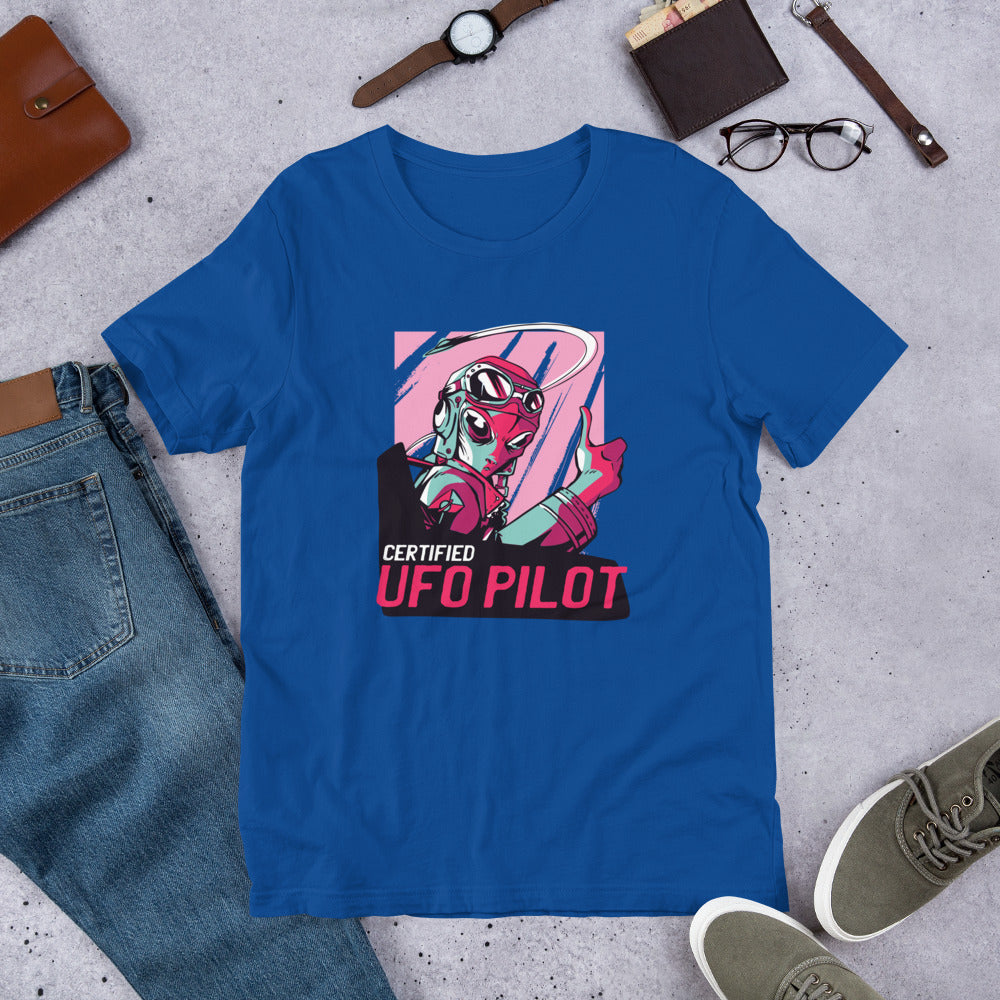 Certified UFO Pilot Half-Sleeve T-Shirt — True Royal