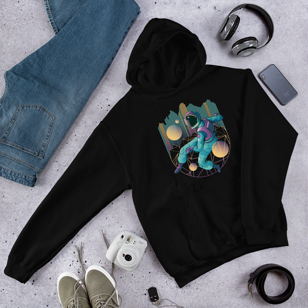 Techno Astronaut science hoodie front graphic – Fourth Dimension Club