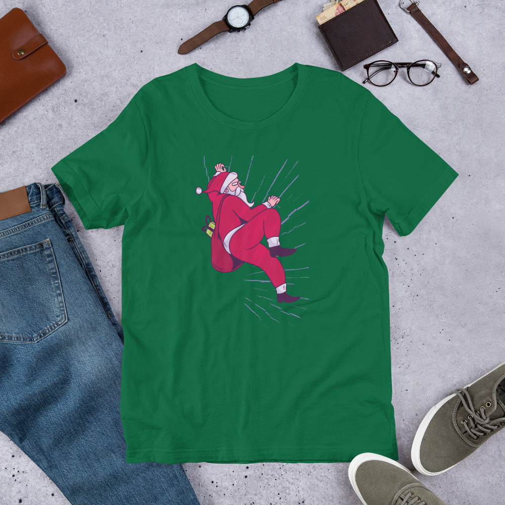 Santa Climbing Half-Sleeve T-Shirt — Kelly