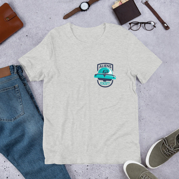 Alien Exist Half-Sleeve Unisex T-Shirt #Pocket-design