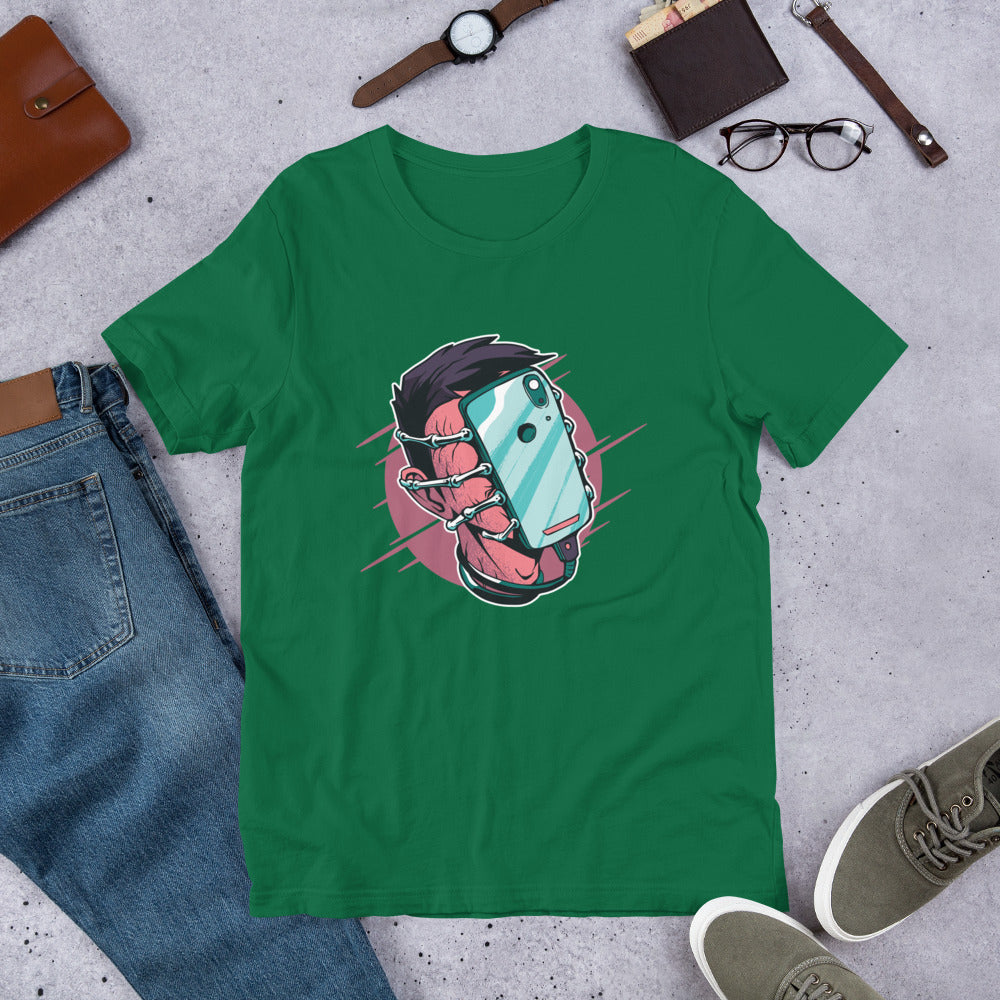 Face Hugger Phone Half-Sleeve T-Shirt — Kelly