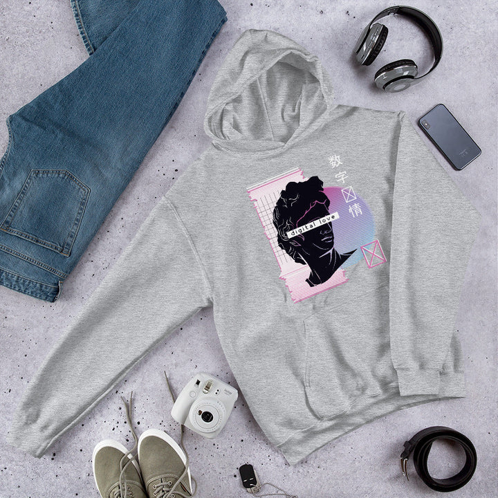 Vaporwave Digital Love Unisex Hooded Sweatshirt