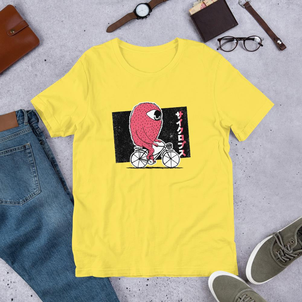 Cyclops Riding Bike Half Sleeve T-Shirt — Yellow