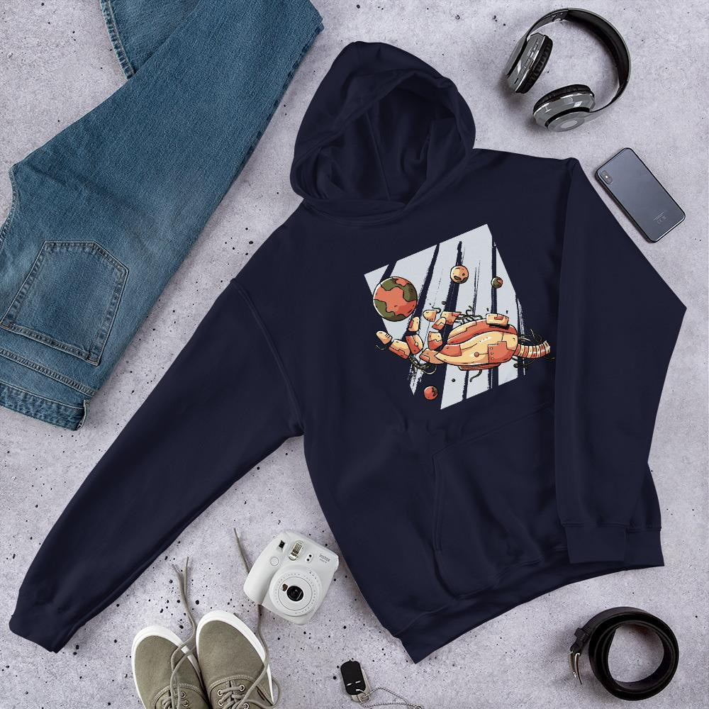 Robotic Hand Unisex Hooded Sweatshirt — Navy