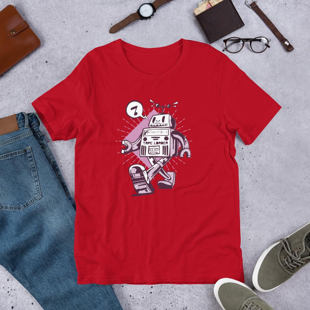 Happy Robot Half Sleeve T-Shirt — Red