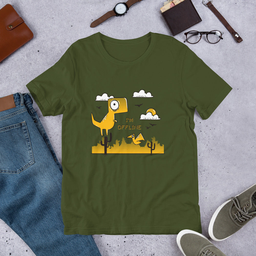 I'm Offline Half -Sleeve T-Shirt — Olive