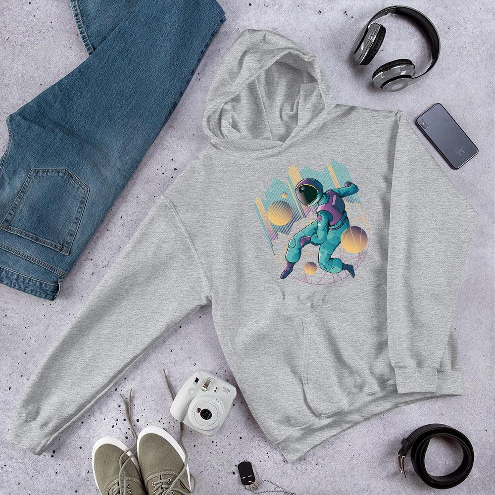 Techno Astronaut Unisex Hooded Sweatshirt — Sport Grey