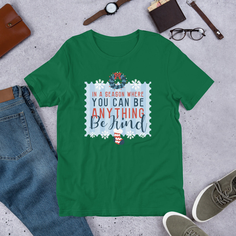 Be Kind Christmas Half-Sleeve T-Shirt — Kelly