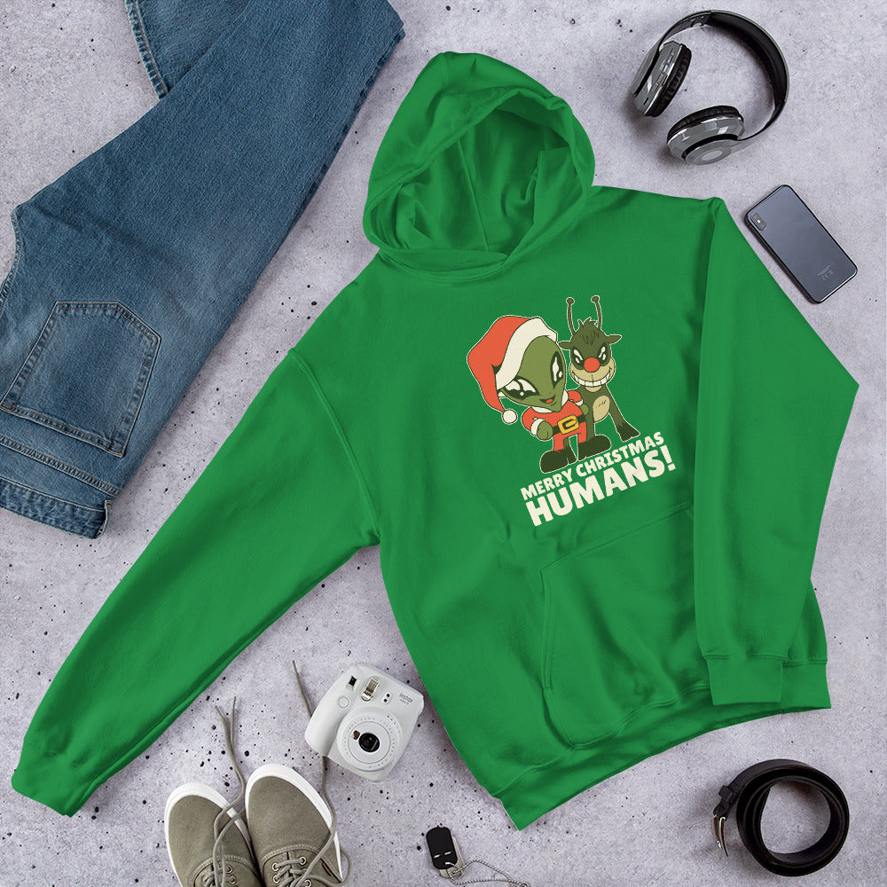 Alien Christmas Unisex Hooded Sweatshirt — Irish Green