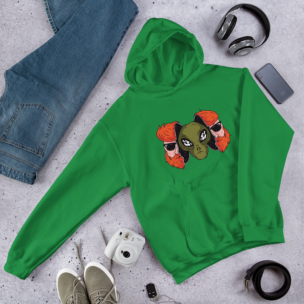 Alien Hipster Unisex Hooded Sweatshirt — Irish Green