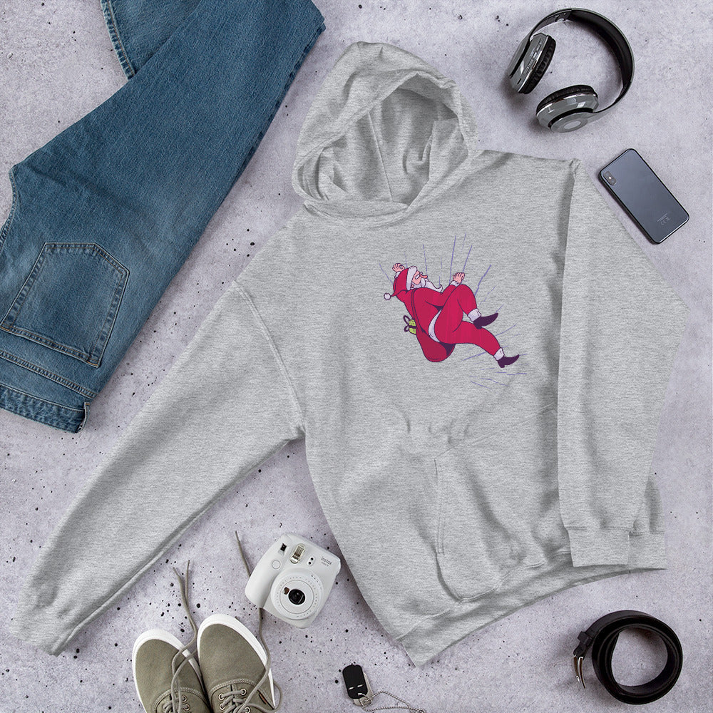 Santa Climbing Unisex Hooded Sweatshirt — Sport Grey