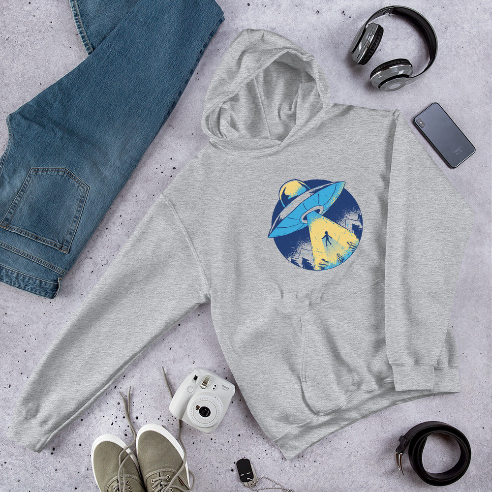 Alien Abduction Unisex Hooded Sweatshirt — Sport Grey