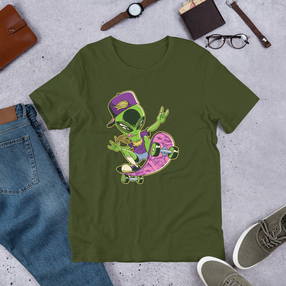 Alien Skater Half-Sleeve T-Shirt — Olive