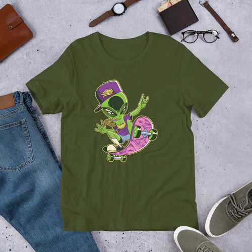 Alien Skater Half-Sleeve T-Shirt — Olive