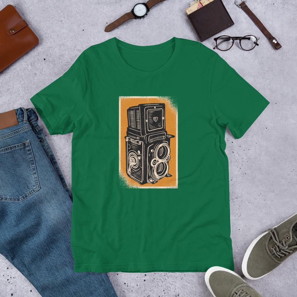Vintage Rolleiflex Camera Half Sleeve T-Shirt — Green
