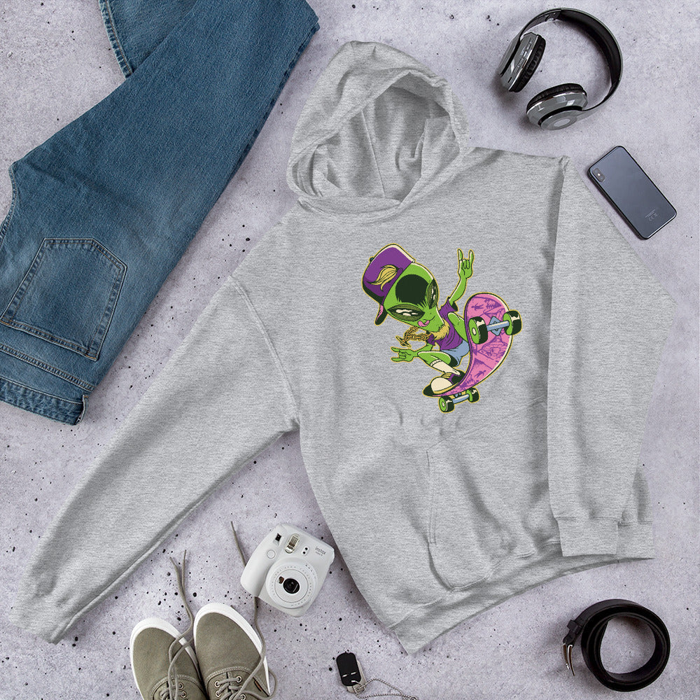 Alien Skater Unisex Hooded Sweatshirt — Sport Grey