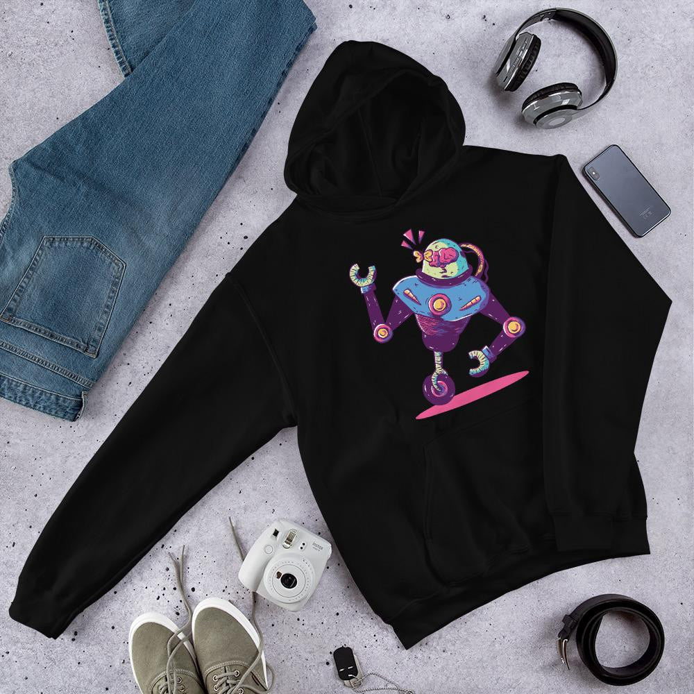 Mono Wheel Robot robot hoodie front graphic – Fourth Dimension Club