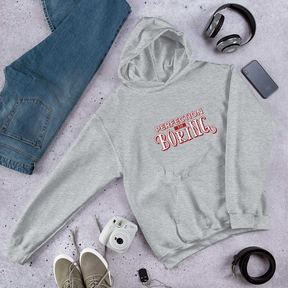 Perfection Is Boring Unisex Hooded Sweatshirt — Sport Grey