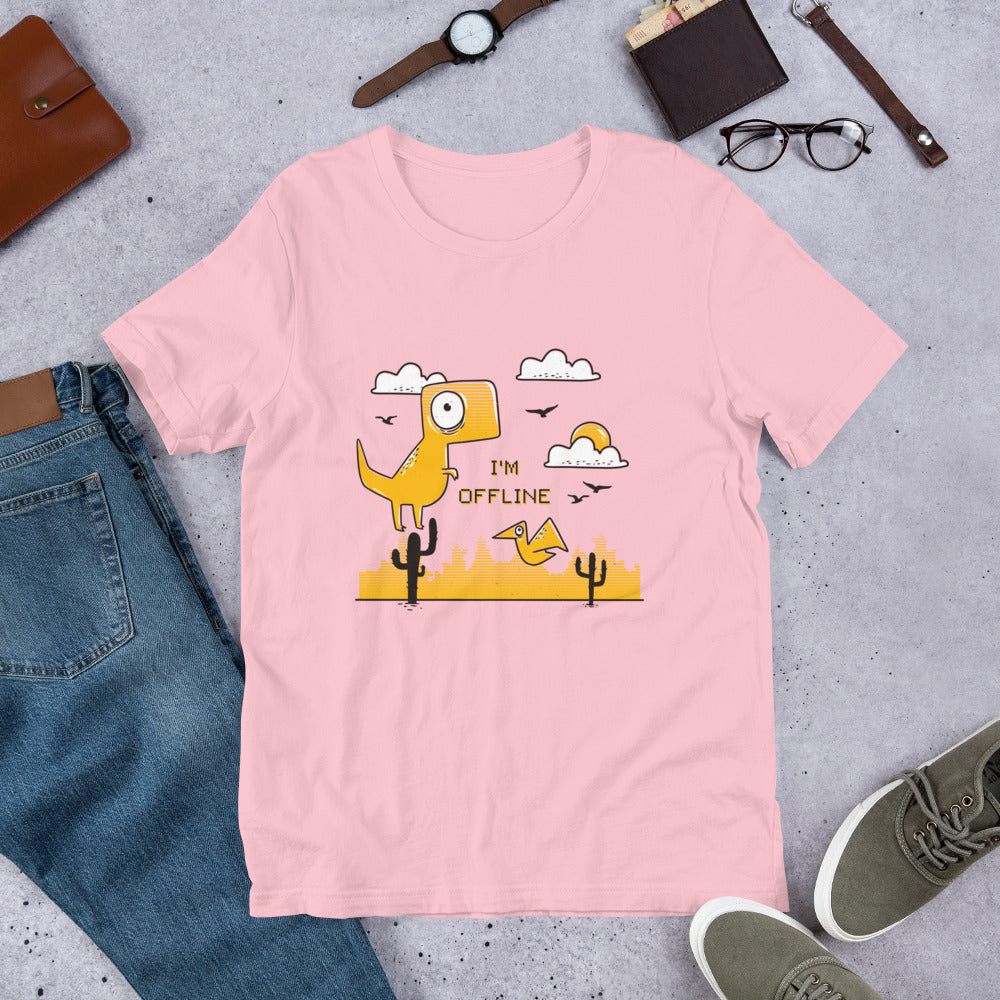 I'm Offline Half -Sleeve T-Shirt — Pink