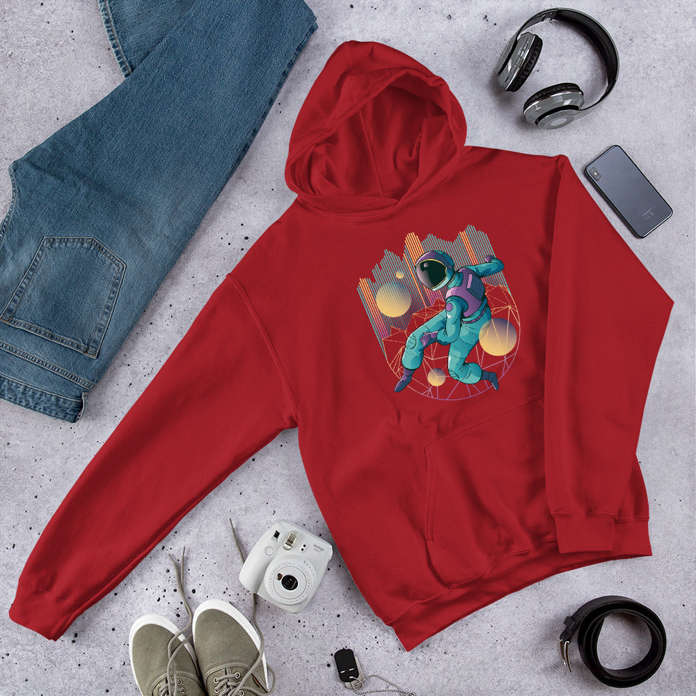 Techno Astronaut Unisex Hooded Sweatshirt — Red