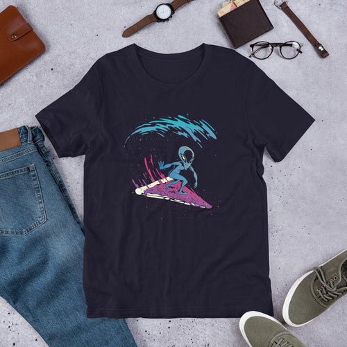 Alien Pizza Surfing graphic tee – Fourth Dimension Club