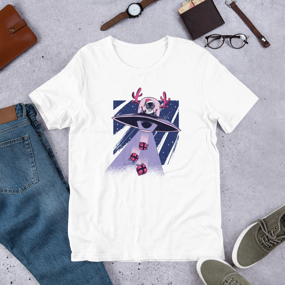 Alien Santa graphic tee front view – Fourth Dimension Club